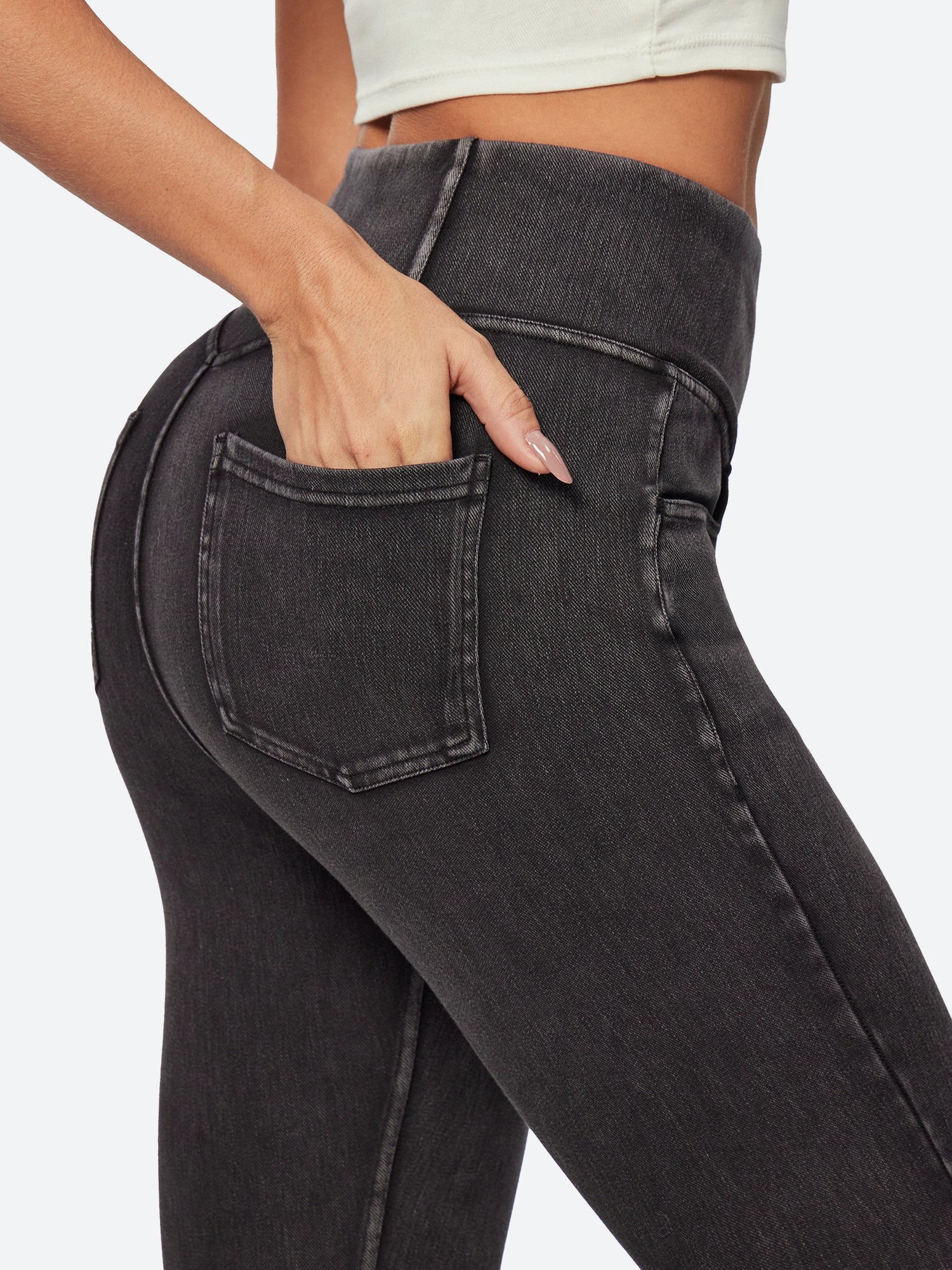 IUGA FlexDenim™ High Waisted Crossover Jeggings With Pockets - My Store