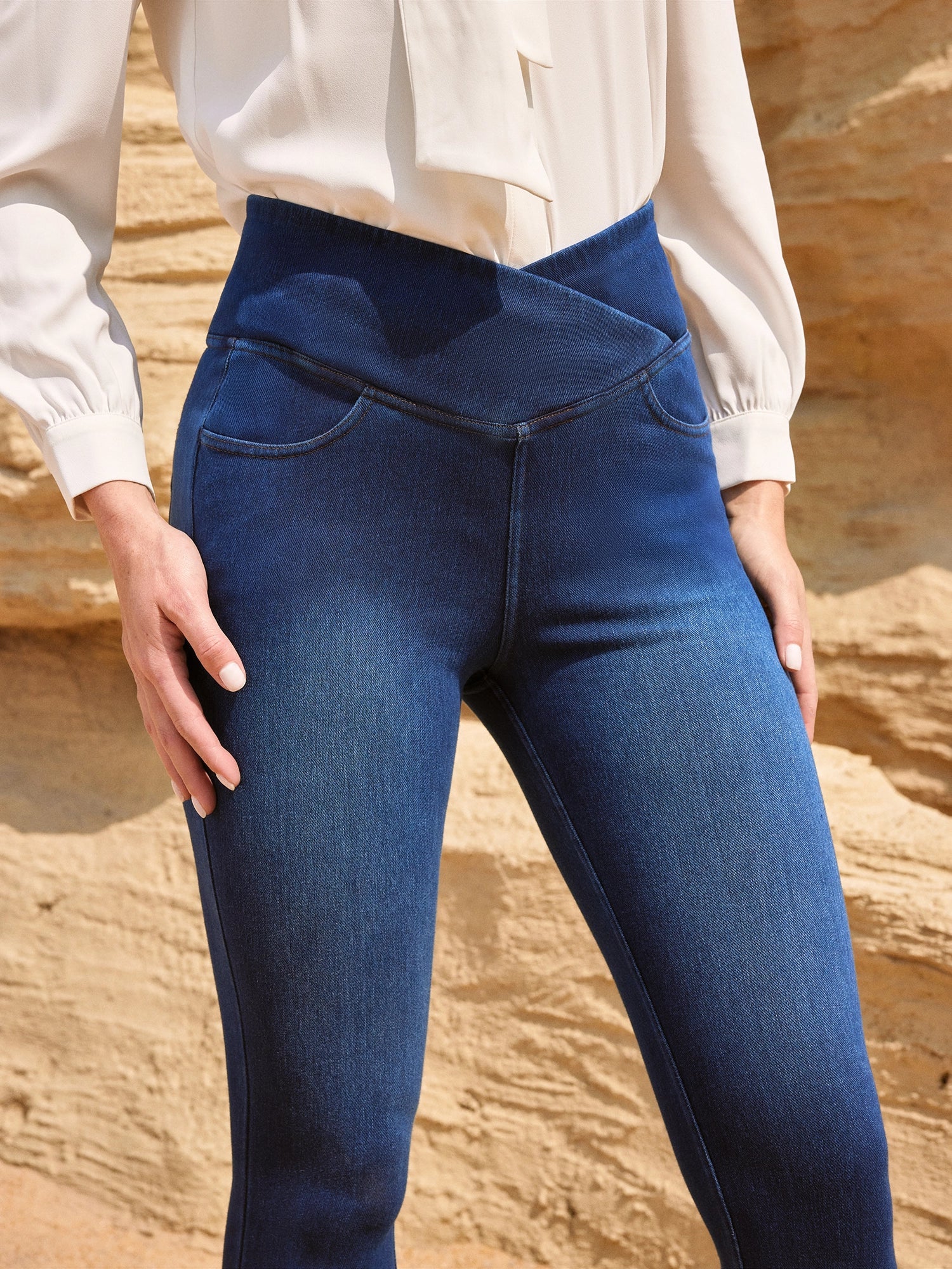 IUGA FlexDenim™ High Waisted Crossover Jeggings With Pockets - My Store