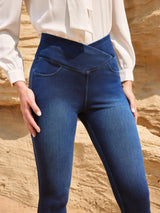 IUGA FlexDenim™ High Waisted Crossover Jeggings With Pockets - My Store