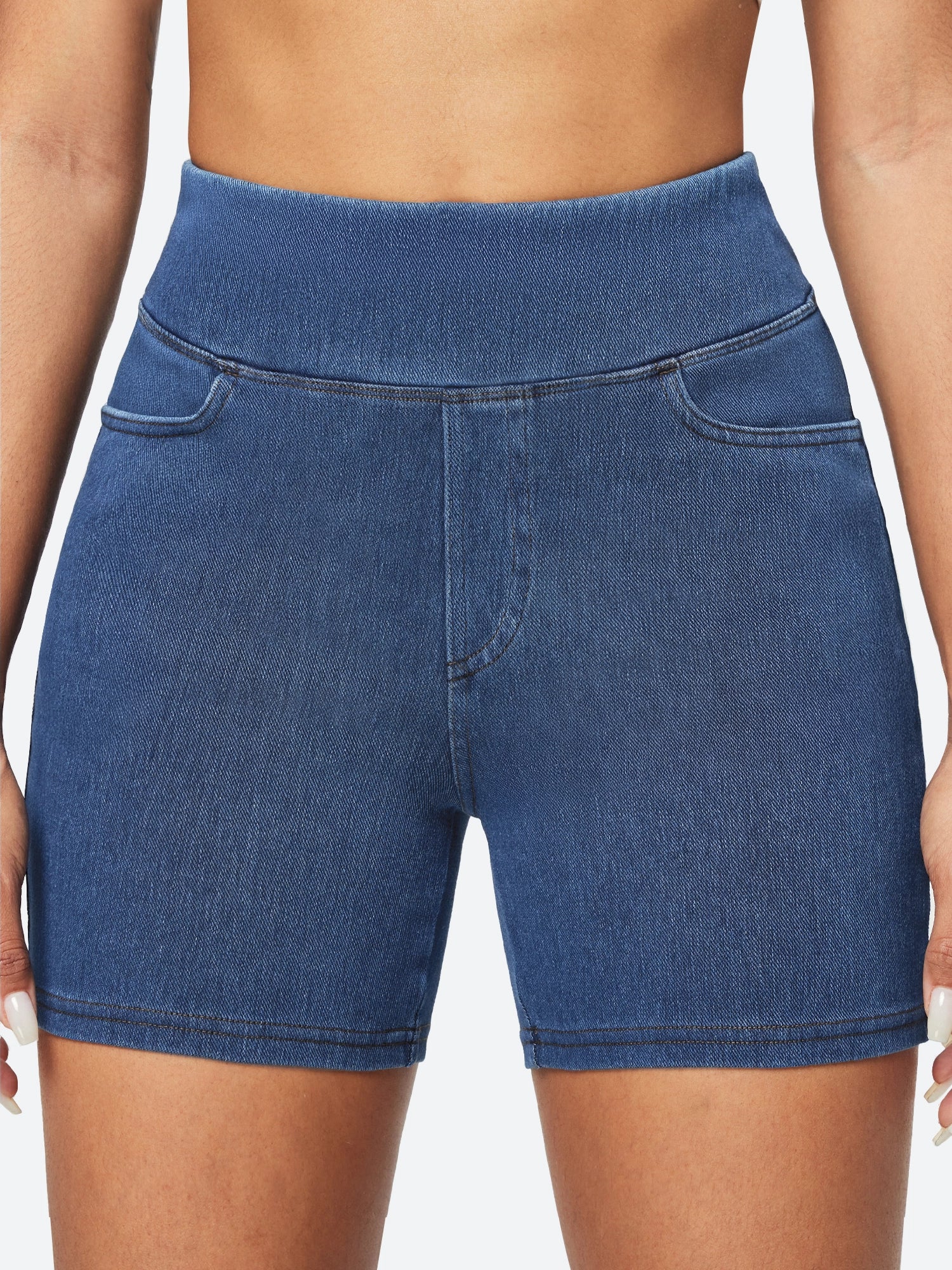 IUGA FlexDenim™ Stretchy High Waisted Pull On Jean Shorts With Pockets - My Store