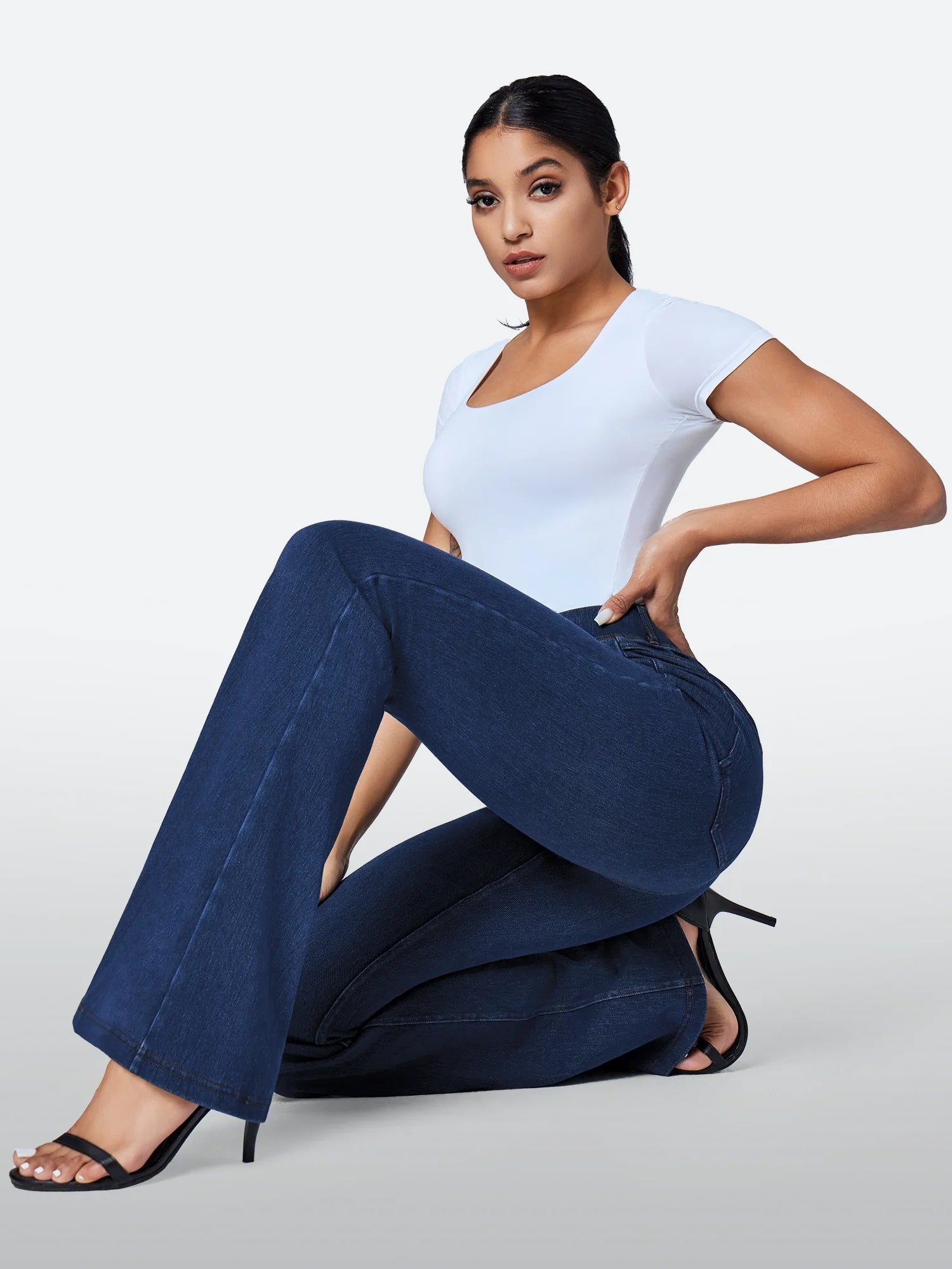 IUGA FlexDenim™ High Waisted Stretchy Pull On Flare Jeans - My Store