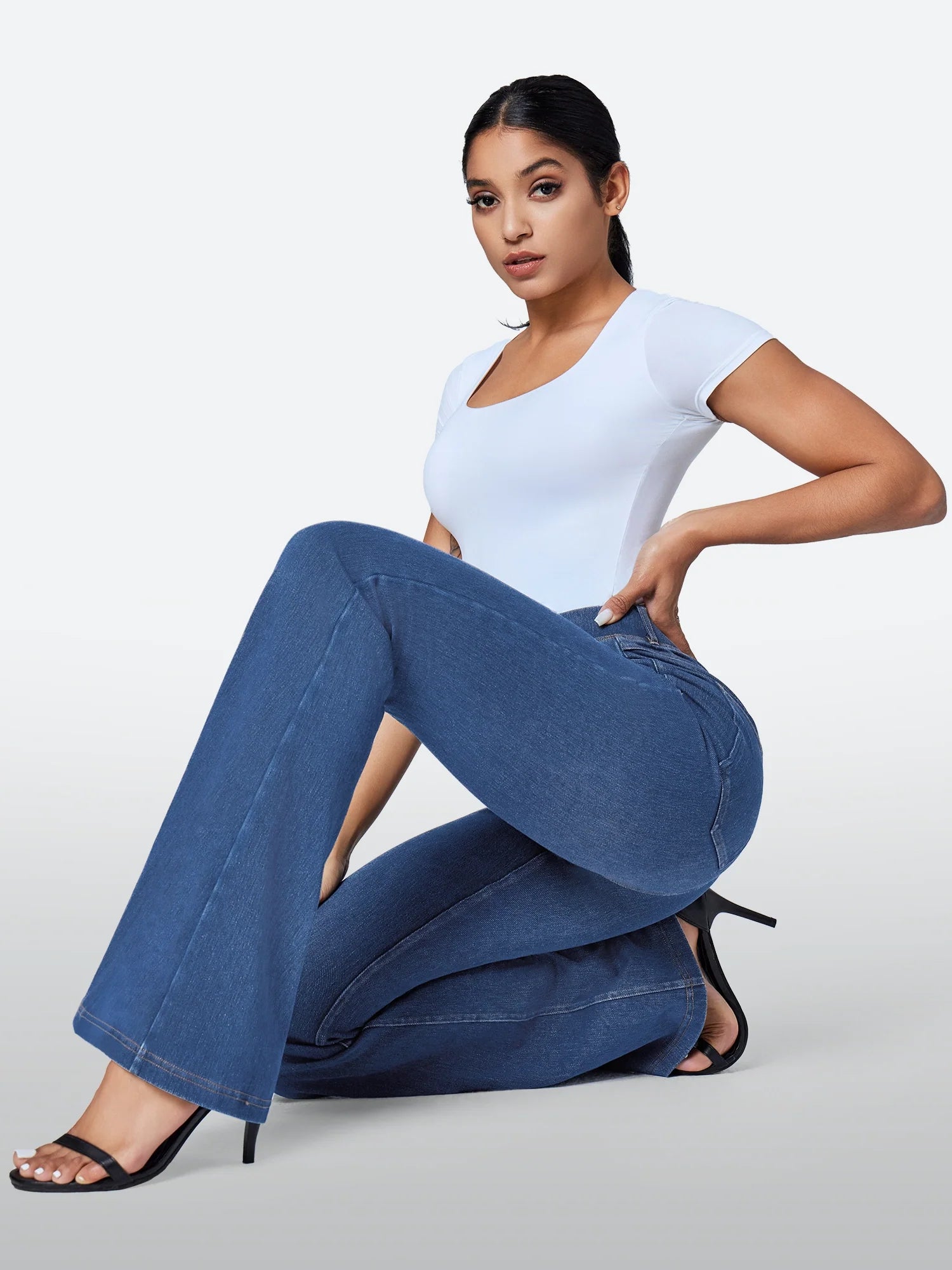 IUGA FlexDenim™ High Waisted Stretchy Pull On Flare Jeans - My Store