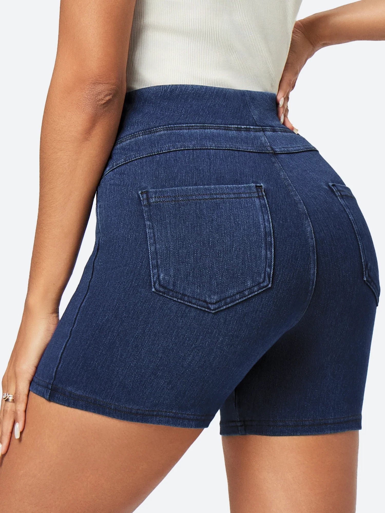 IUGA FlexDenim™ Stretchy High Waisted Pull On Jean Shorts With Pockets - My Store