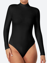 ButterLab™ Long Sleeve Mock Turtle Neck Bodysuits Black