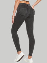 High Waist Stretchy Knit Jeggings Black