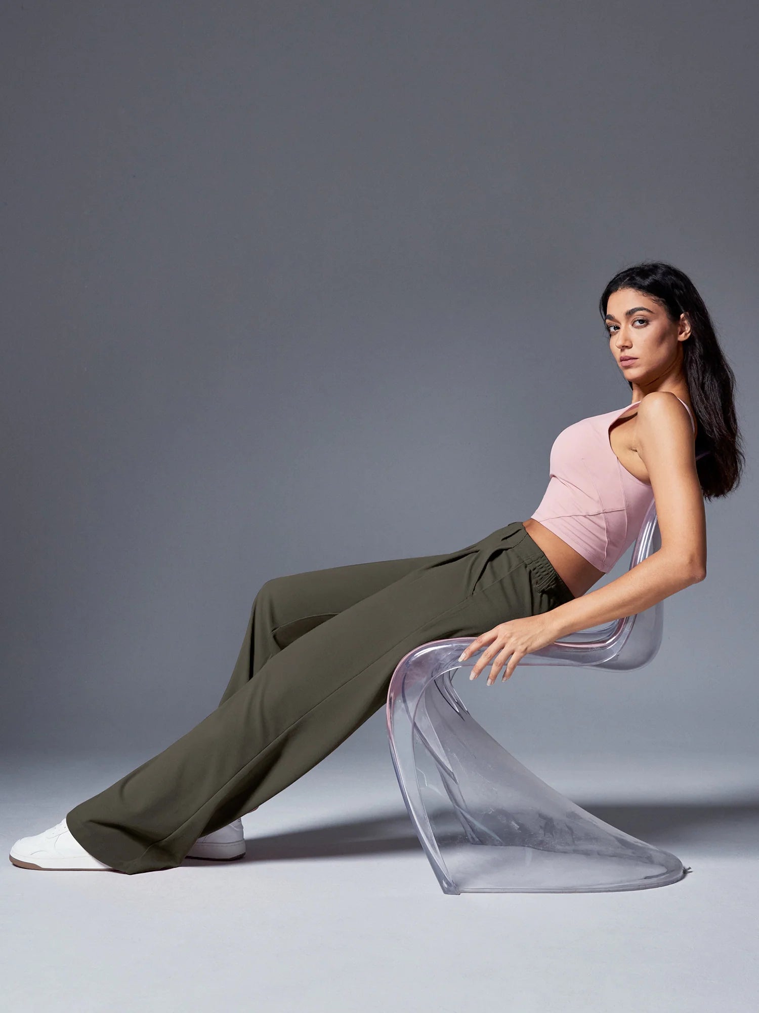 IUGA High Waisted Waffle Wide Leg Work Pants - IUGA