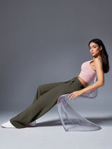IUGA High Waisted Waffle Wide Leg Work Pants - IUGA