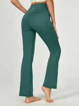 IUGA High Waisted Crossover Bootcut Yoga Pants With Pockets slate green