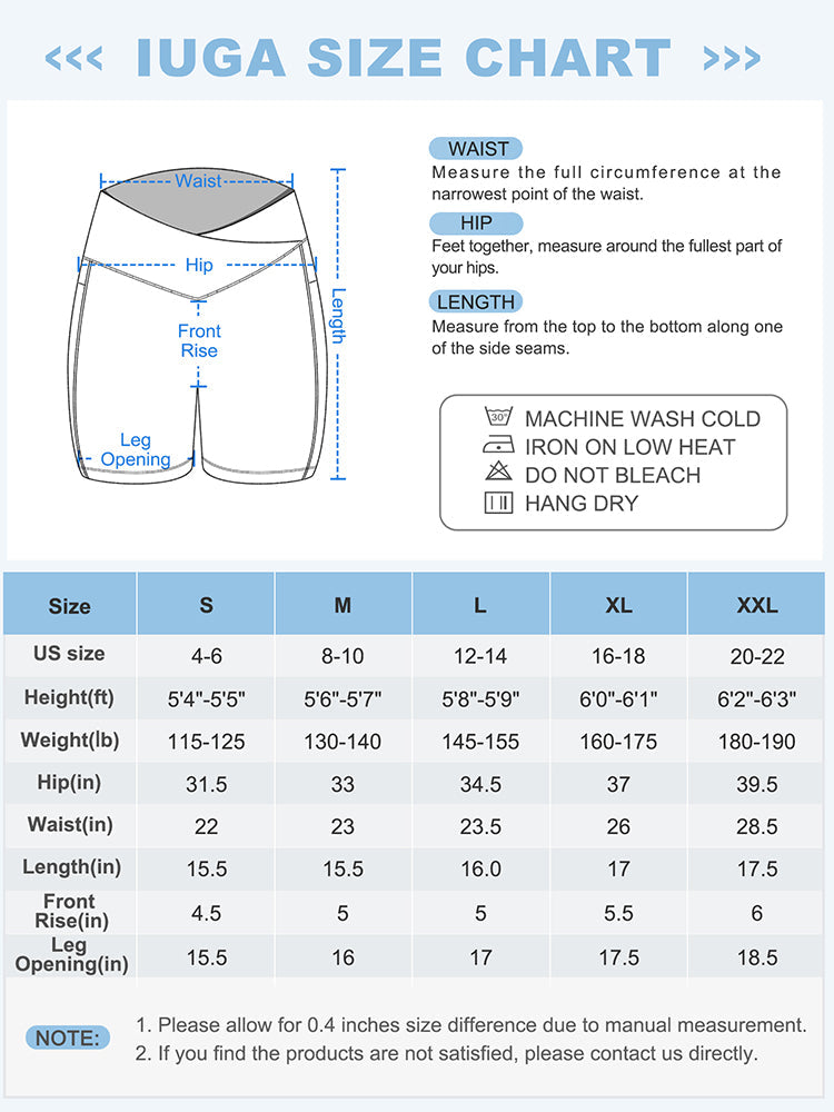 IUGA Women's Ribbed Cross Waist Biker Shorts With Pockets - IUGA