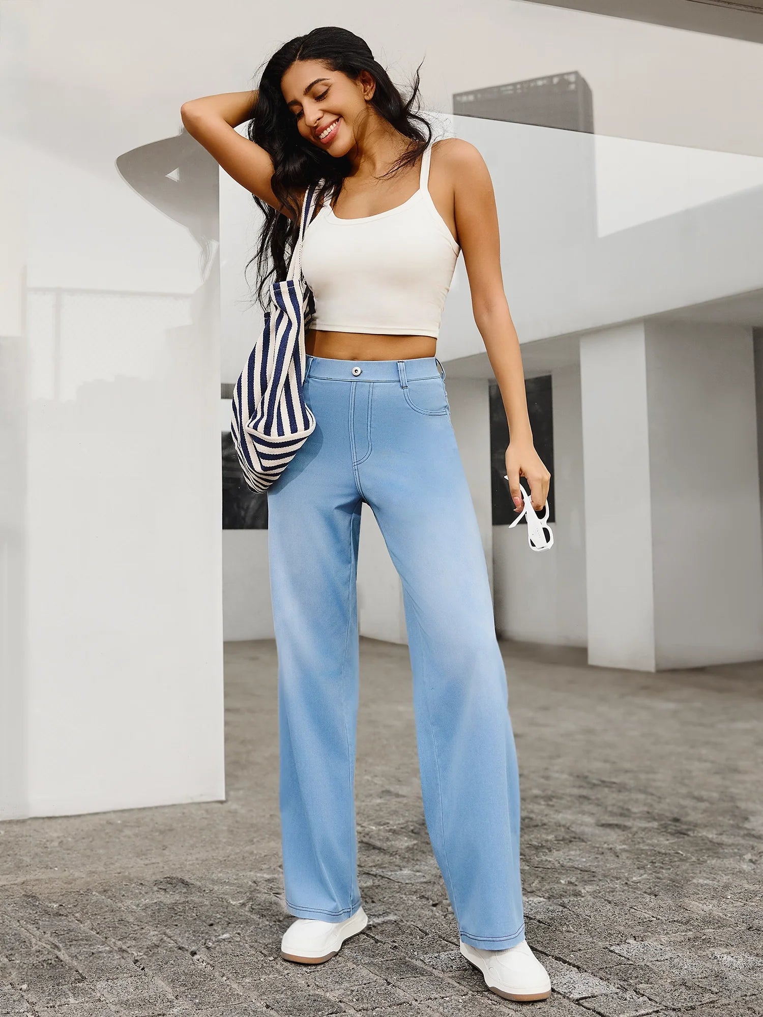 IUGA FlexDenim™ High Waist Pull On Wide Leg Jeans - My Store