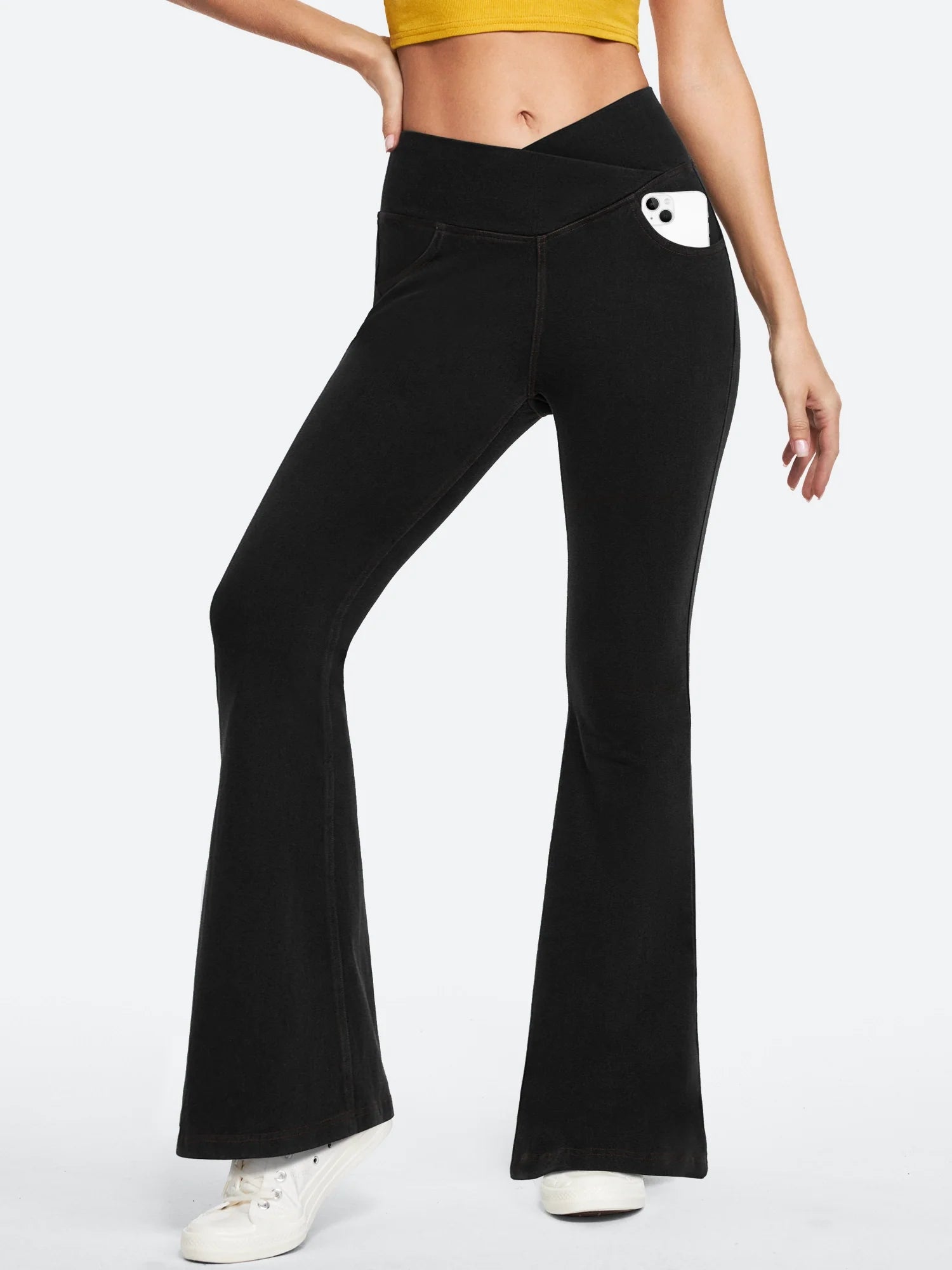 IUGA FlexDenim™ High Waist Crossover Flare Jeans for Women With Pockets - IUGA